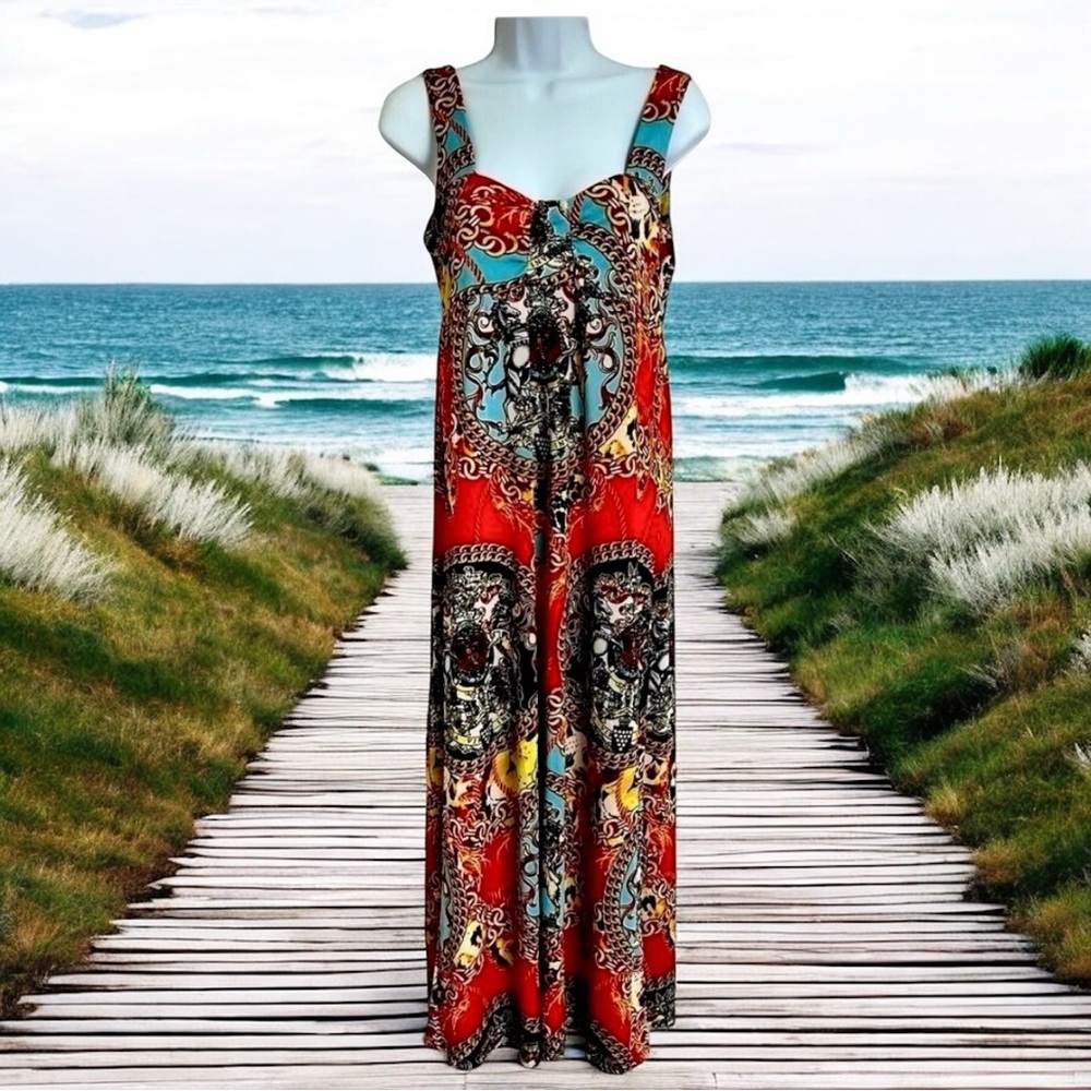 White Mark Couture Collection Sleeveless Colorful Maxi Dress